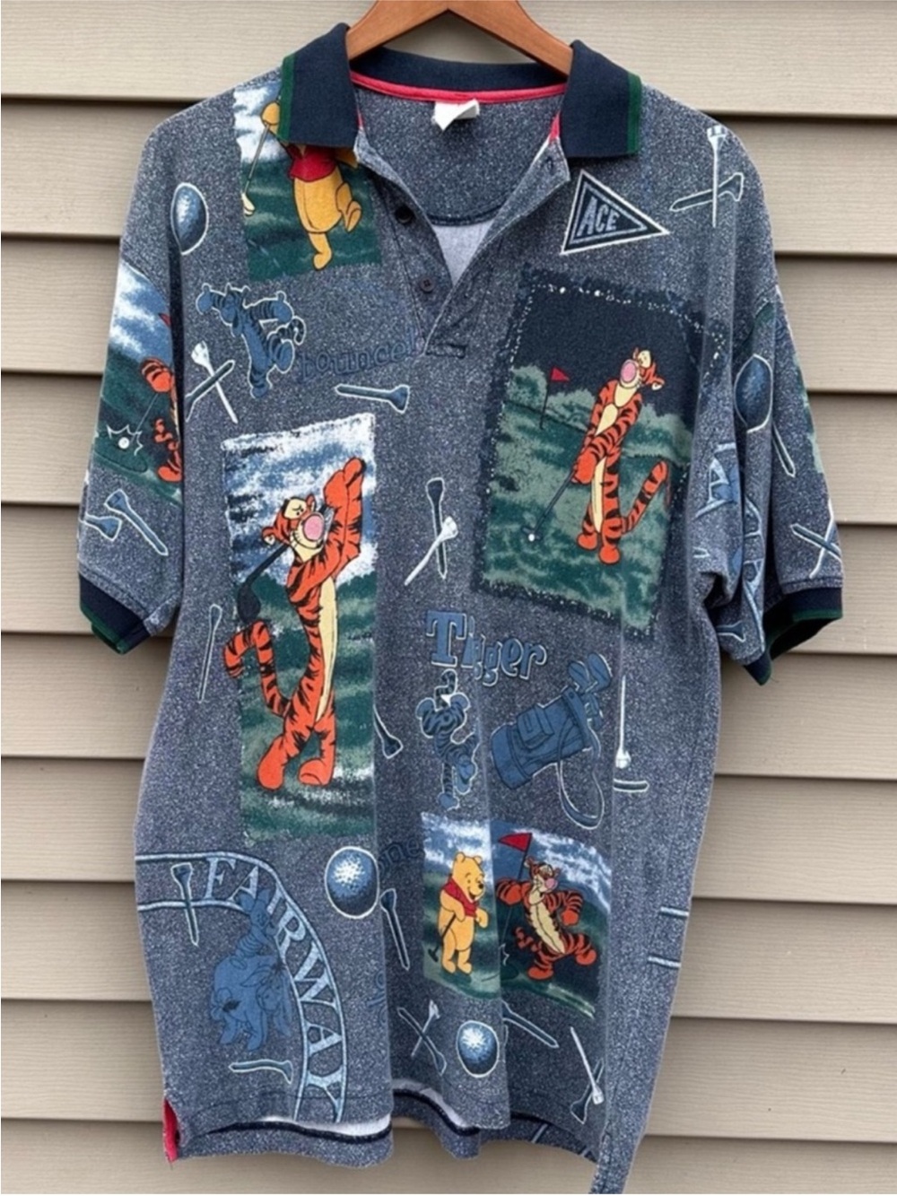 Vintage 90s tigger Winnie the Pooh polo shirt golf large